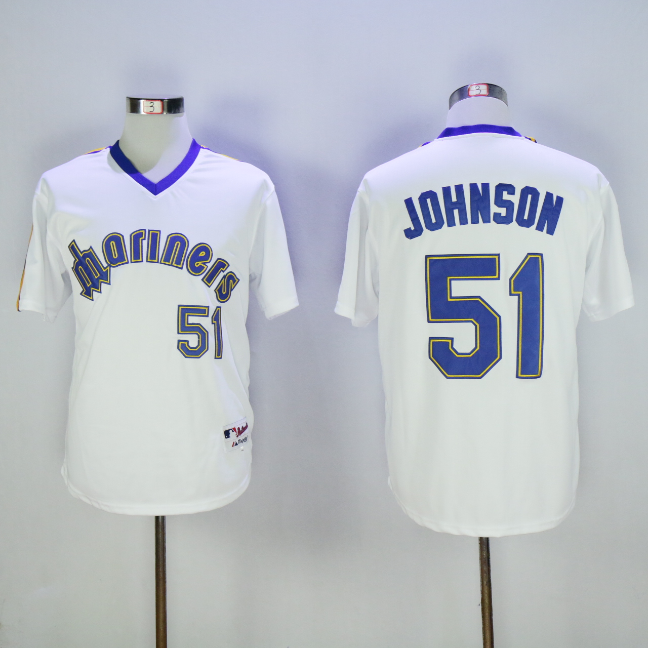 Men Seattle Mariners #51 Johnson Whtie Throwback MLB Jerseys1->seattle mariners->MLB Jersey